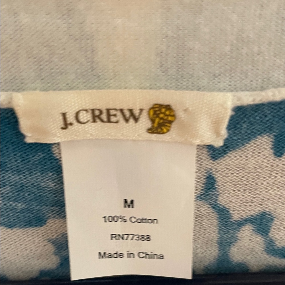 J. Crew Teal and White Floral V-Neck Cardigan - Picture 2 of 5
